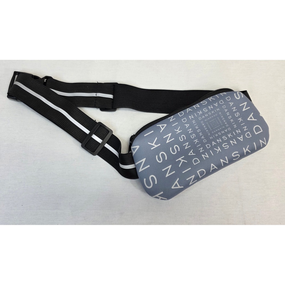 Danskin Blue Logo Print Running Waist Bag Reflective Strap Adjustable Belt Pouch